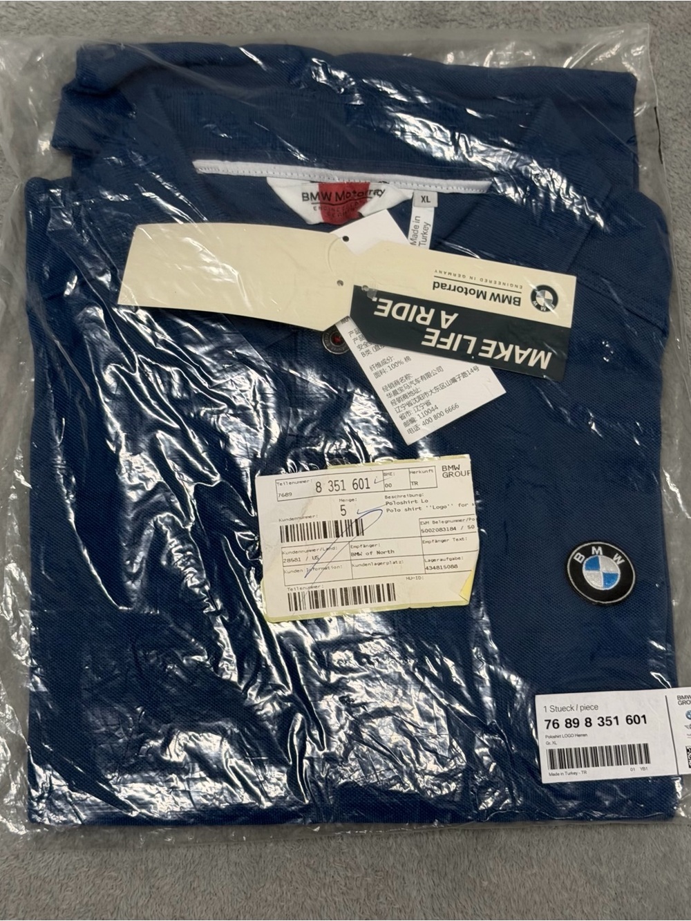 NEW Genuine BMW Motorrad Logo Polo Shirt OEM Blue Men’s XL